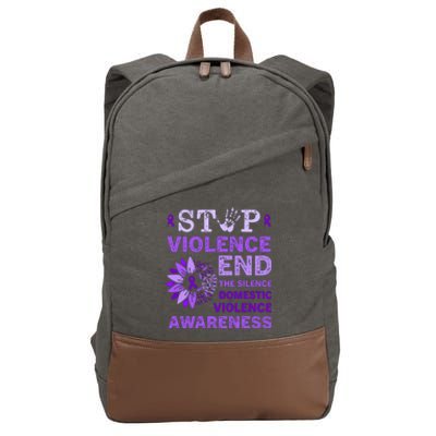 Family Domestic Violence Awareness Purple Ribbon Cotton Canvas Backpack