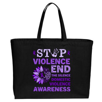 Family Domestic Violence Awareness Purple Ribbon Cotton Canvas Jumbo Tote