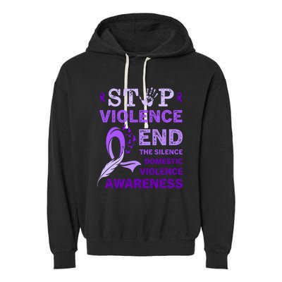 Family Domestic Violence Awareness Purple Ribbon Garment-Dyed Fleece Hoodie