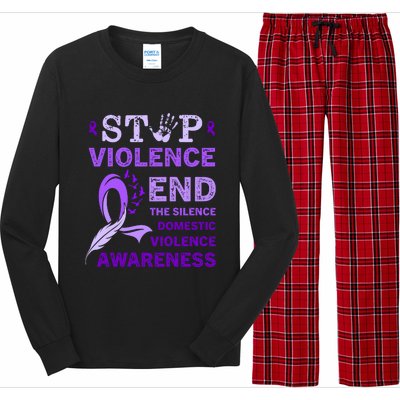 Family Domestic Violence Awareness Purple Ribbon Long Sleeve Pajama Set