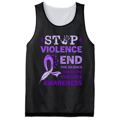 Family Domestic Violence Awareness Purple Ribbon Mesh Reversible Basketball Jersey Tank