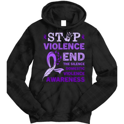 Family Domestic Violence Awareness Purple Ribbon Tie Dye Hoodie