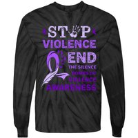 Family Domestic Violence Awareness Purple Ribbon Tie-Dye Long Sleeve Shirt