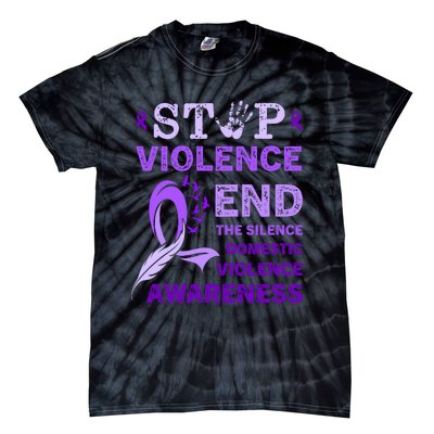 Family Domestic Violence Awareness Purple Ribbon Tie-Dye T-Shirt