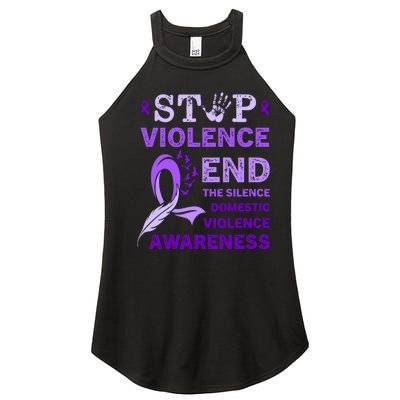 Family Domestic Violence Awareness Purple Ribbon Women’s Perfect Tri Rocker Tank