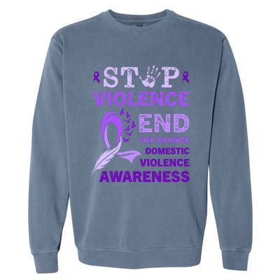 Family Domestic Violence Awareness Purple Ribbon Garment-Dyed Sweatshirt