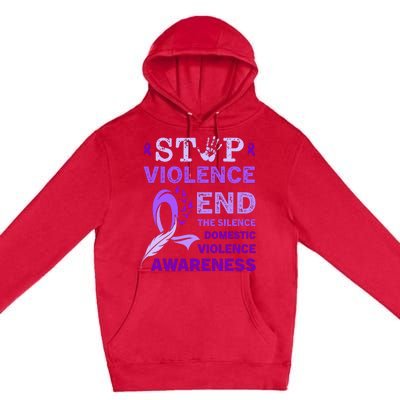 Family Domestic Violence Awareness Purple Ribbon Premium Pullover Hoodie