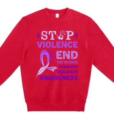 Family Domestic Violence Awareness Purple Ribbon Premium Crewneck Sweatshirt