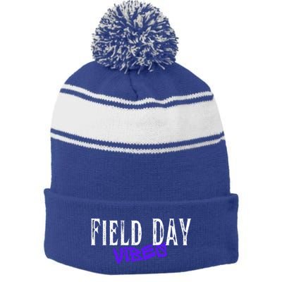 Field Day Vibes Funny School Teacher Student Meaningful Gift Stripe Pom Pom Beanie