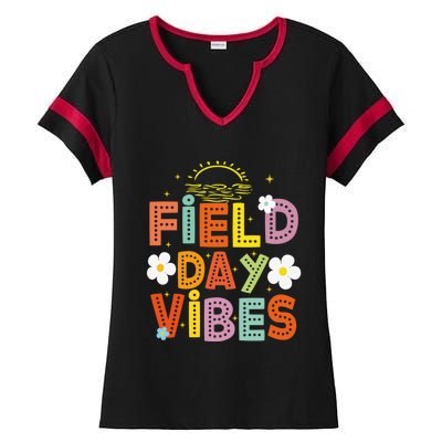 Field Day Vibes Funny For Teacher Happy Field Day 2024 Cute Gift Ladies Halftime Notch Neck Tee