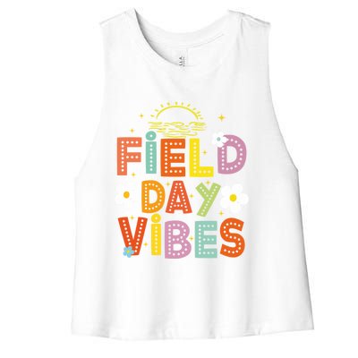 Field Day Vibes Funny For Teacher Happy Field Day 2024 Cute Gift Women's Racerback Cropped Tank