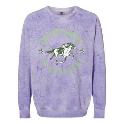 Funny Derby Vintage Getting Lucky In Kentucky Horse Racing Gift Colorblast Crewneck Sweatshirt