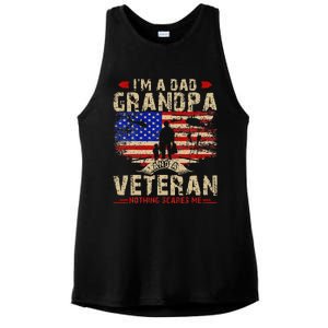 Fathers Day Veterans Day Im A Dad Grandpa And A Veteran Ladies PosiCharge Tri-Blend Wicking Tank