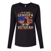 Fathers Day Veterans Day Im A Dad Grandpa And A Veteran Womens Cotton Relaxed Long Sleeve T-Shirt