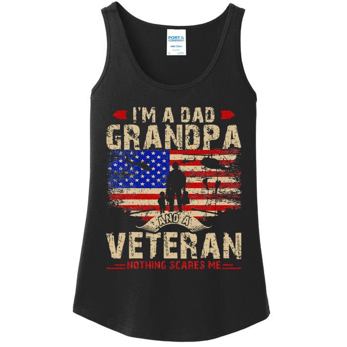 Fathers Day Veterans Day Im A Dad Grandpa And A Veteran Ladies Essential Tank