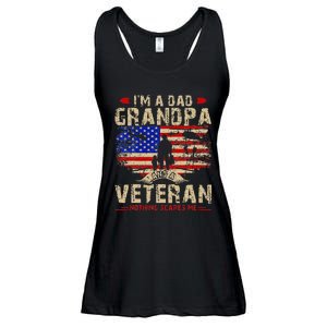 Fathers Day Veterans Day Im A Dad Grandpa And A Veteran Ladies Essential Flowy Tank