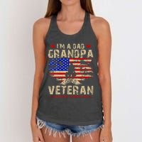 Fathers Day Veterans Day Im A Dad Grandpa And A Veteran Women's Knotted Racerback Tank