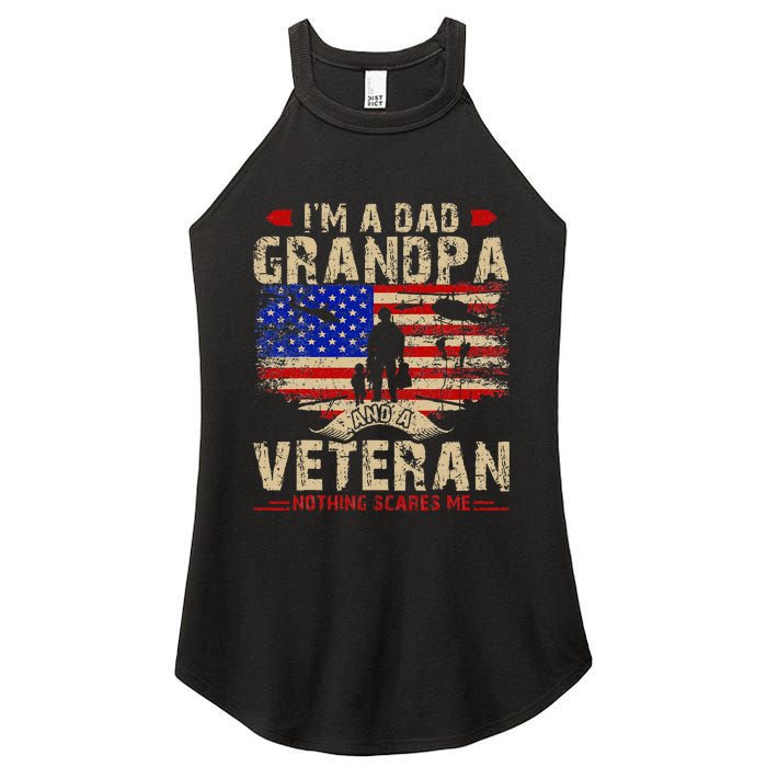 Fathers Day Veterans Day Im A Dad Grandpa And A Veteran Women's Perfect Tri Rocker Tank