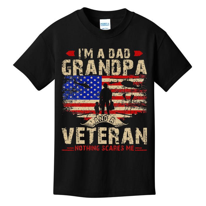 Fathers Day Veterans Day Im A Dad Grandpa And A Veteran Kids T-Shirt