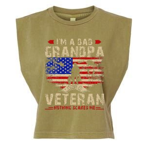 Fathers Day Veterans Day Im A Dad Grandpa And A Veteran Garment-Dyed Women's Muscle Tee