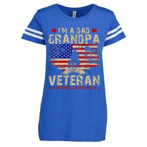 Fathers Day Veterans Day Im A Dad Grandpa And A Veteran Enza Ladies Jersey Football T-Shirt