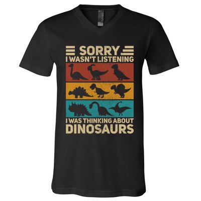 Funny Dinosaur Vintage Dinosaur Outfit Types Of Dinosaurs V-Neck T-Shirt