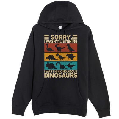Funny Dinosaur Vintage Dinosaur Outfit Types Of Dinosaurs Premium Pullover Hoodie