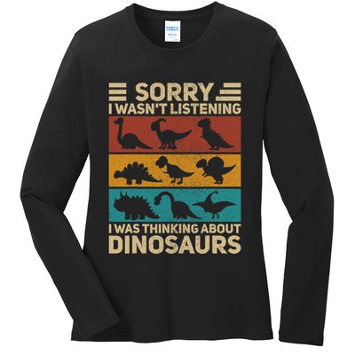 Funny Dinosaur Vintage Dinosaur Outfit Types Of Dinosaurs Ladies Long Sleeve Shirt