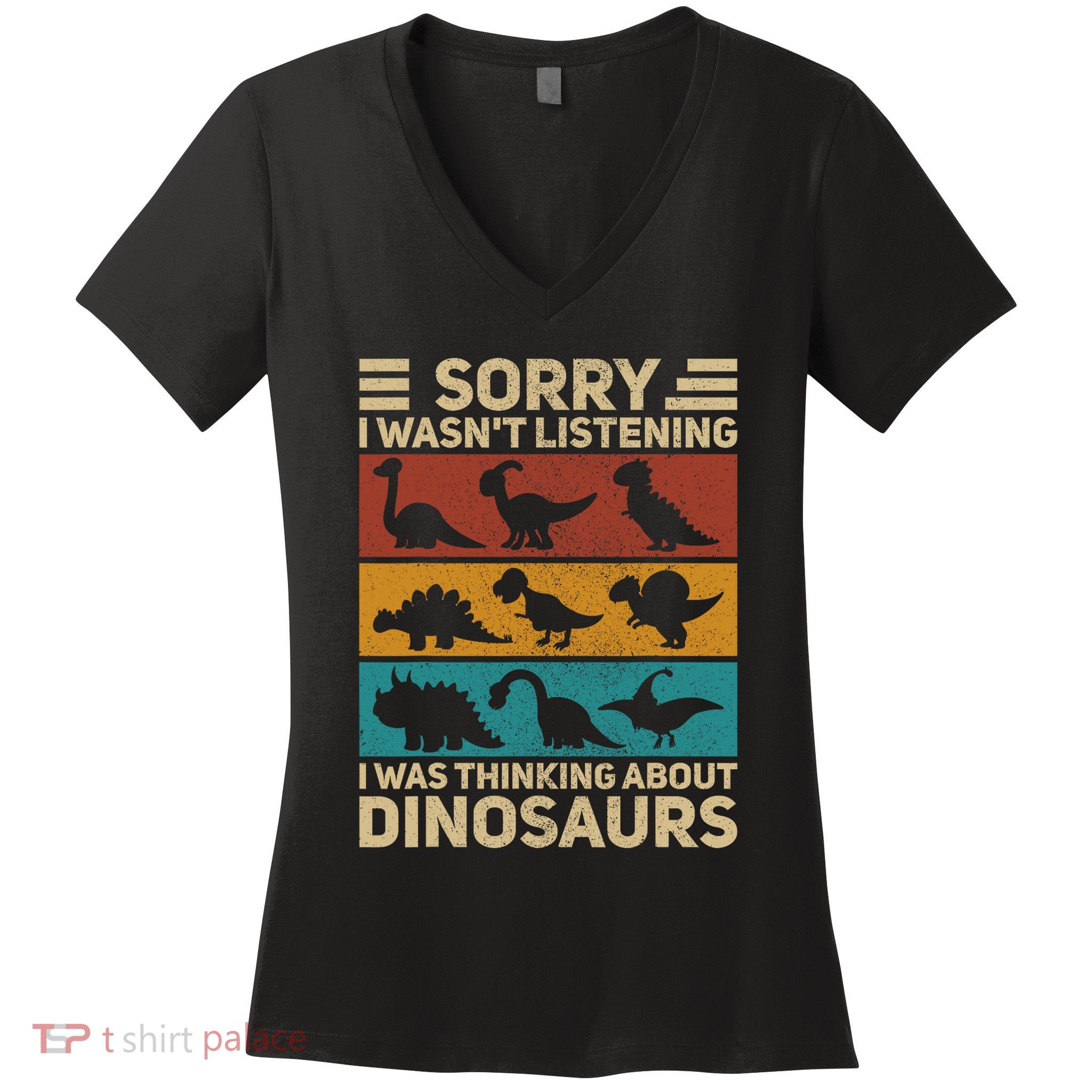 Funny Dinosaur Vintage Dinosaur Outfit Types Of Dinosaurs Women's V-Neck T-Shirt