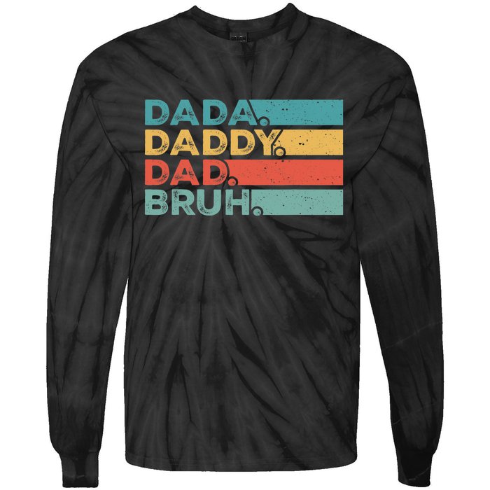 Father's Day Vintage Dada Daddy Dad Bruh Men Dad Tie-Dye Long Sleeve Shirt