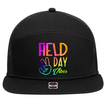 Field Day Vibes Funny Teacher Field Day Gift 7 Panel Mesh Trucker Snapback Hat