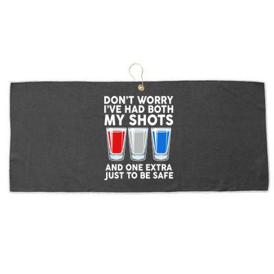 Funny Don't Worry I've Had Both My Shots Large Microfiber Waffle Golf Towel