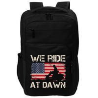 Father's Day We Ride At Dawn Lawnmower USA Flag Mowing Impact Tech Backpack