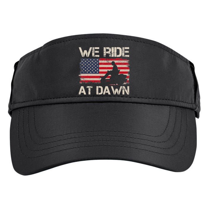 Father's Day We Ride At Dawn Lawnmower USA Flag Mowing Adult Drive Performance Visor