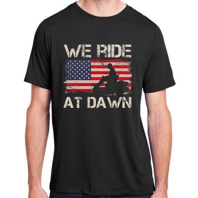 Father's Day We Ride At Dawn Lawnmower USA Flag Mowing Adult ChromaSoft Performance T-Shirt