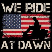 Father's Day We Ride At Dawn Lawnmower USA Flag Mowing Drawstring Bag