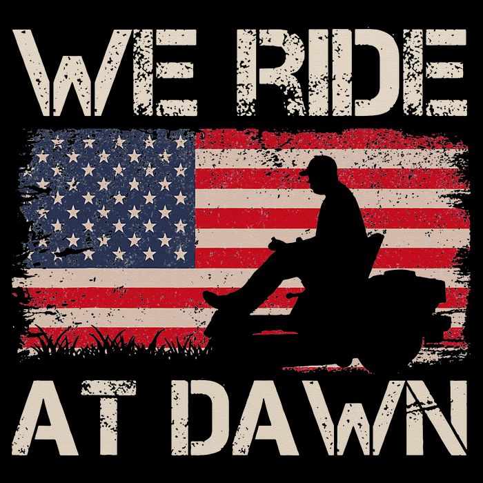 Father's Day We Ride At Dawn Lawnmower USA Flag Mowing Drawstring Bag