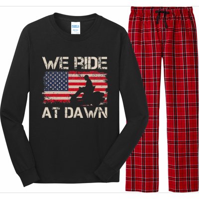 Father's Day We Ride At Dawn Lawnmower USA Flag Mowing Long Sleeve Pajama Set