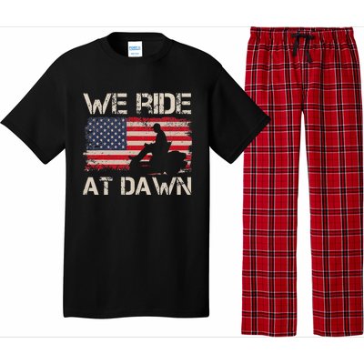 Father's Day We Ride At Dawn Lawnmower USA Flag Mowing Pajama Set