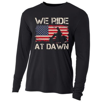 Father's Day We Ride At Dawn Lawnmower USA Flag Mowing Cooling Performance Long Sleeve Crew