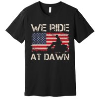 Father's Day We Ride At Dawn Lawnmower USA Flag Mowing Premium T-Shirt