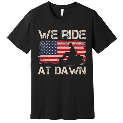 Father's Day We Ride At Dawn Lawnmower USA Flag Mowing Premium T-Shirt