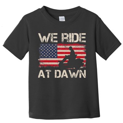 Father's Day We Ride At Dawn Lawnmower USA Flag Mowing Toddler T-Shirt