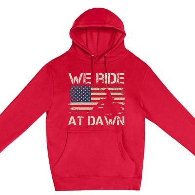 Father's Day We Ride At Dawn Lawnmower USA Flag Mowing Premium Pullover Hoodie