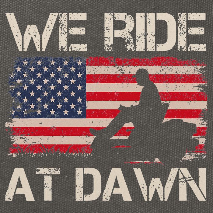 Father's Day We Ride At Dawn Lawnmower USA Flag Mowing Cotton Canvas Backpack