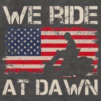 Father's Day We Ride At Dawn Lawnmower USA Flag Mowing Vector Backpack