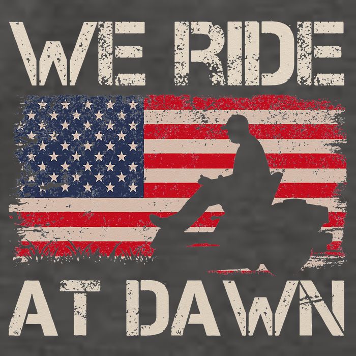 Father's Day We Ride At Dawn Lawnmower USA Flag Mowing Vector Backpack
