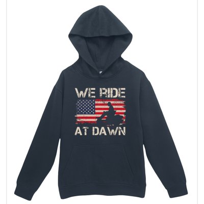 Father's Day We Ride At Dawn Lawnmower USA Flag Mowing Urban Pullover Hoodie