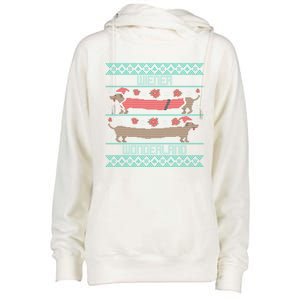 Funny Dachshund Wiener Weenie Dog Ugly Christmas Xmas Gift Cute Gift Womens Funnel Neck Pullover Hood