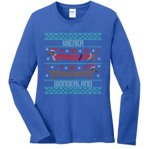 Funny Dachshund Wiener Weenie Dog Ugly Christmas Xmas Gift Cute Gift Ladies Long Sleeve Shirt